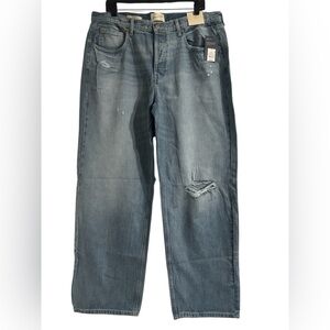 Universal Thread Women's Mid-Rise 90's Baggy Jeans Blue Distressed Size 14